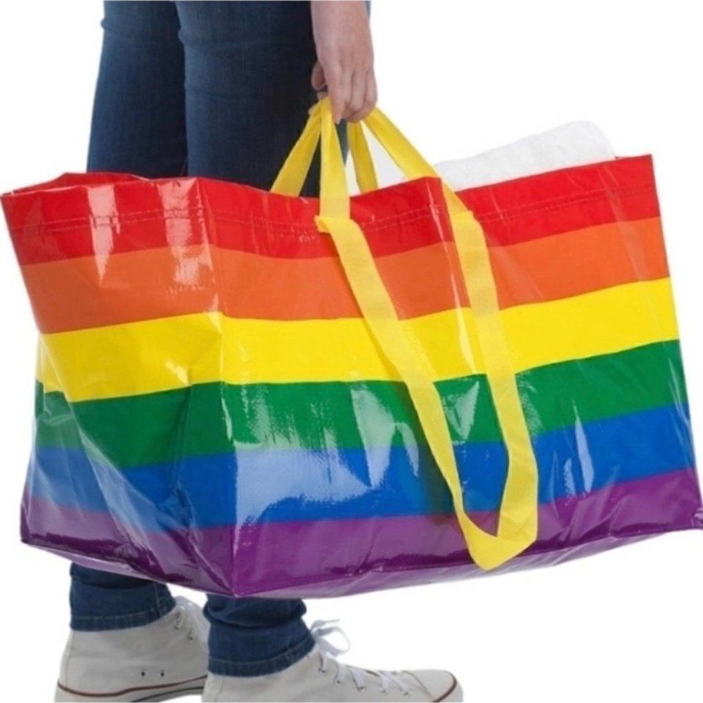 Ikea Rainbow Plastic Tote Bundle of 2 Large and Small Durable Waterproof New - Picture 5 of 9